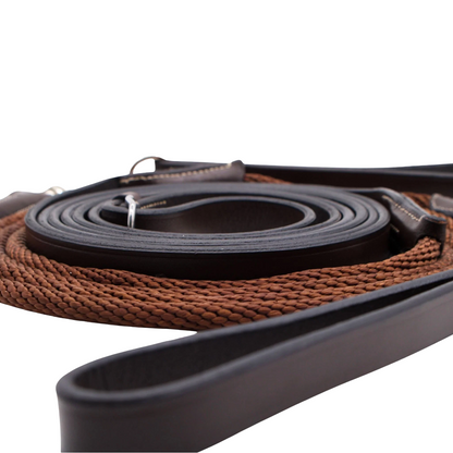 Jake Adams Draw Reins with Leather and Cord-Side View