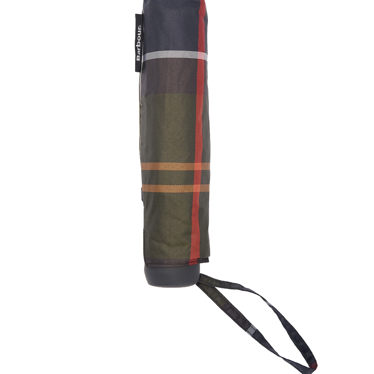 Barbour Portree Umbrella, Light Birchwood, Classic Tartan,  handle view
