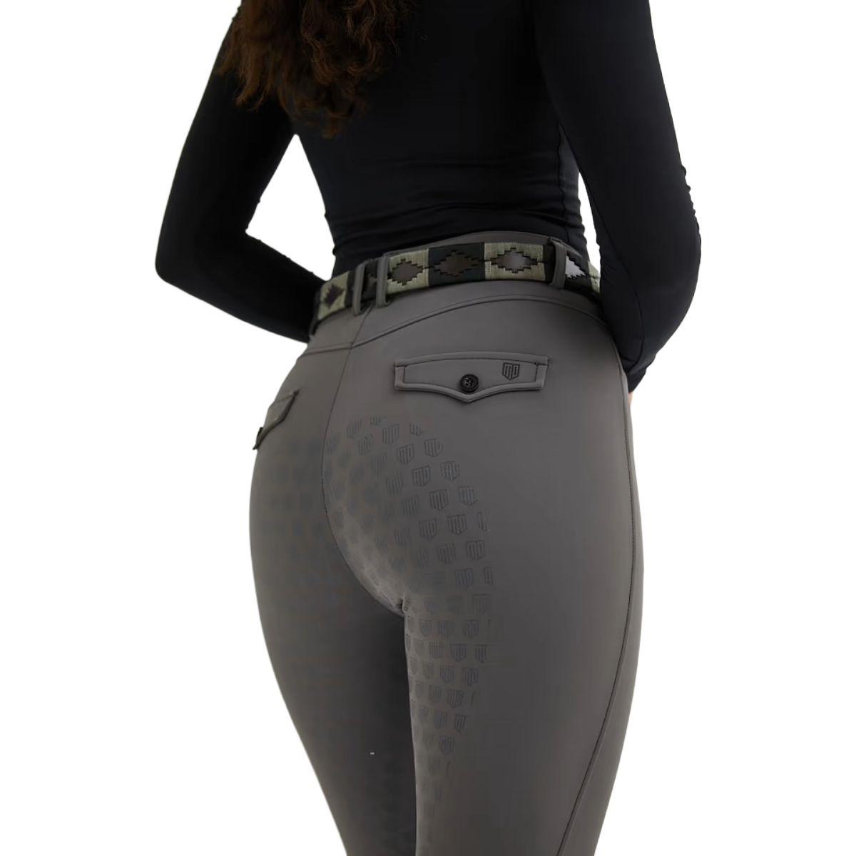 Maya Delorez Women's Half Seat Athlete Breeches-Gray-Back Seat View