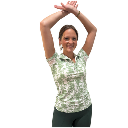 Dapplebay Equestrian Toile 1/4 Zip Short Sleeve Riding Top - Sale