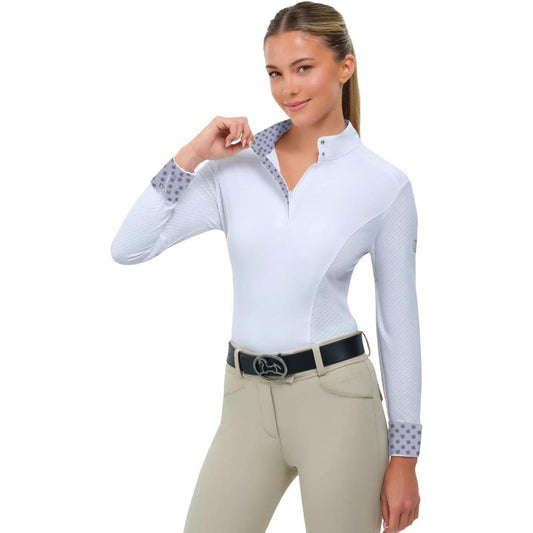RJ Classics Women's Tori 2.0 Long Sleeve Show Shirt-Horseshoe Floral-Front View