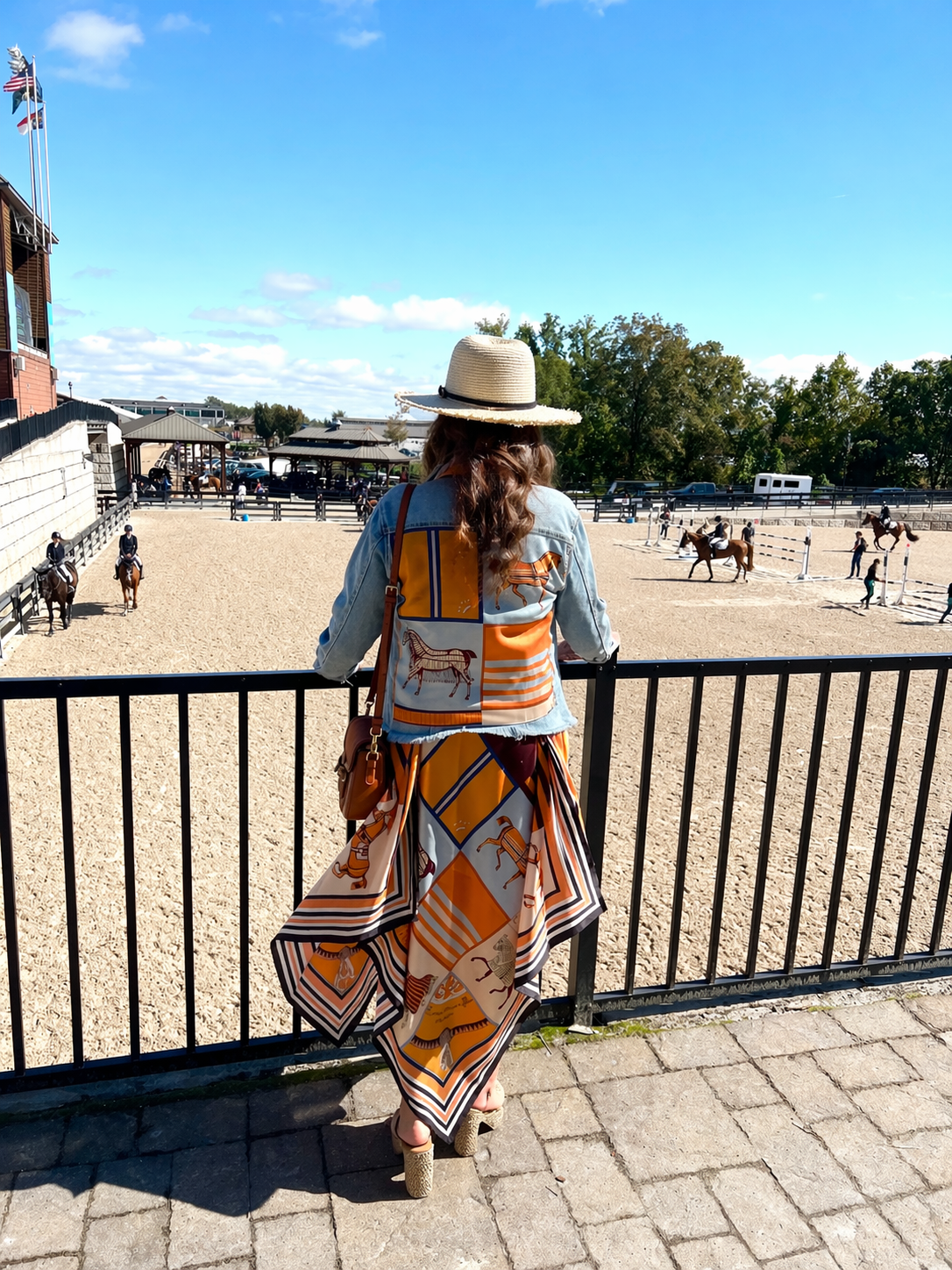Stacy Bradley Design, The Light Denim Jacket - Light Blue with Orange Horse