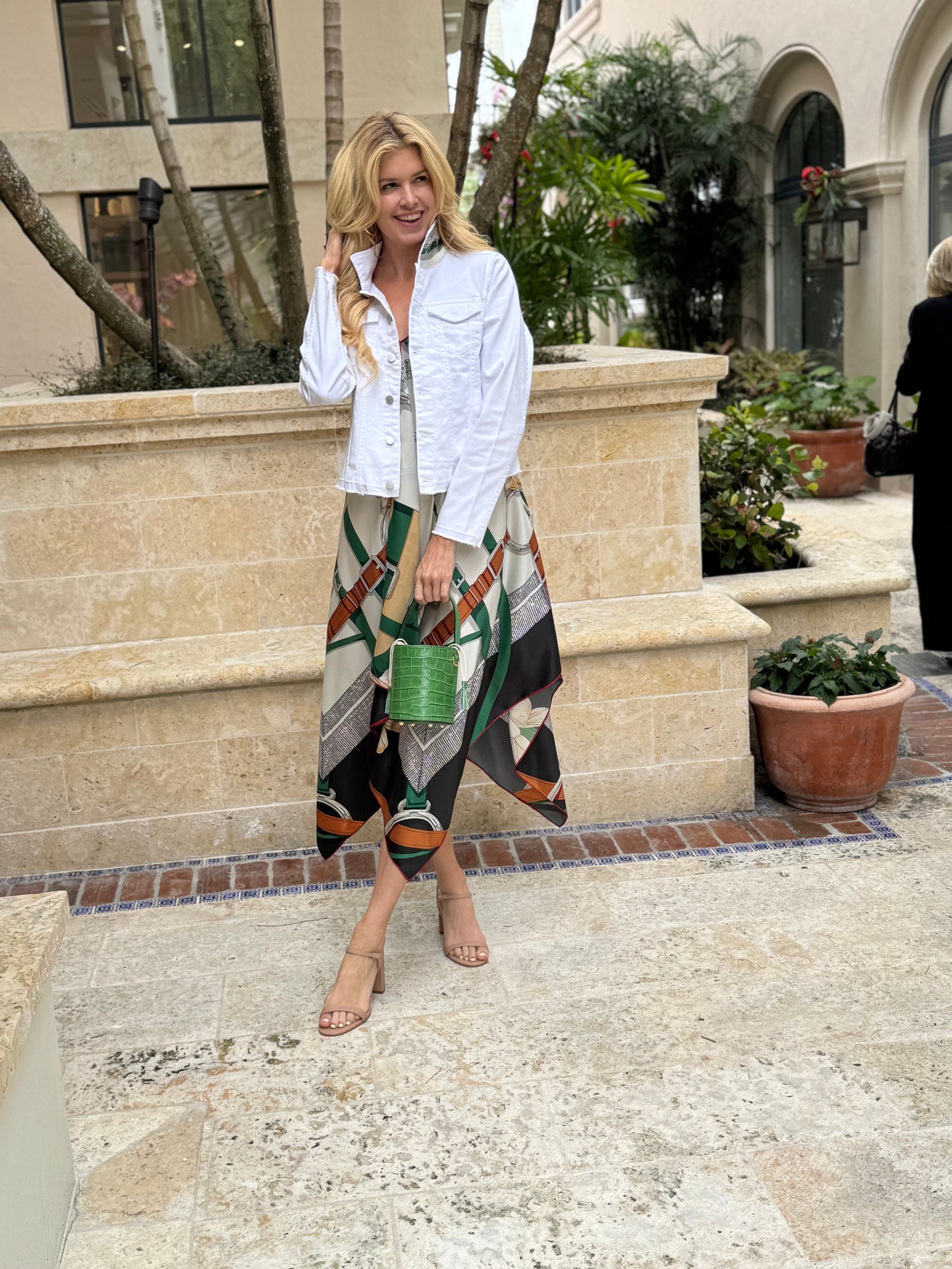 Stacy Bradley Design - Silk Dress - Green Strap & Buckle