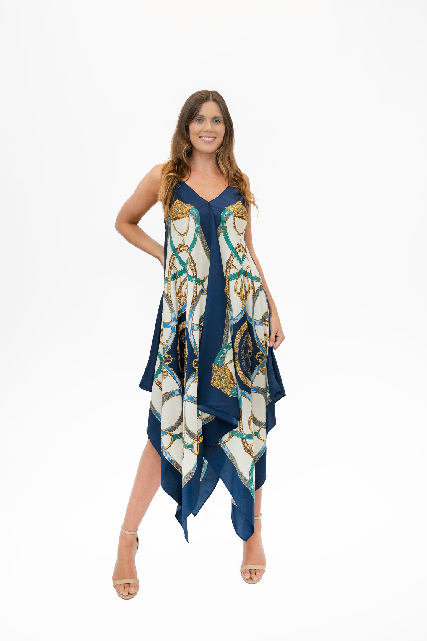Stacy Bradley Design - Silk Dress - Blue Stirrup