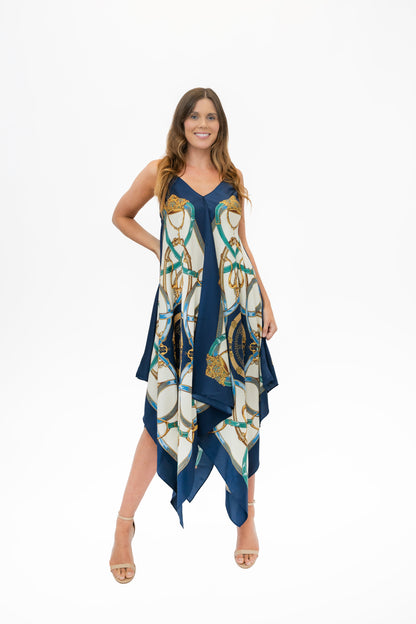 Stacy Bradley Design - Silk Dress - Blue Stirrup