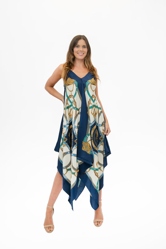 Stacy Bradley Design - Silk Dress - Blue Stirrup