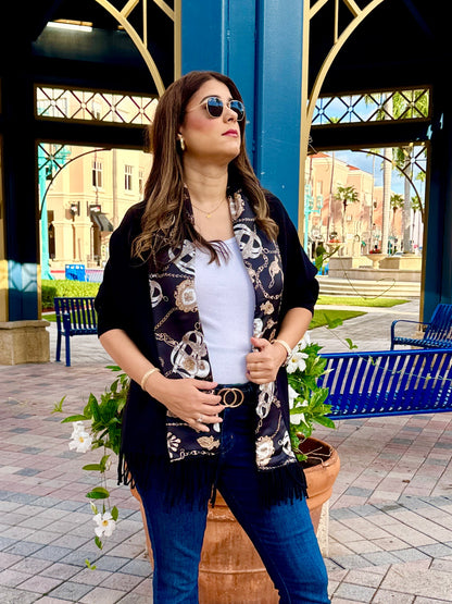 Stacy Bradley Design - Cozy Sweater Wrap - Black Stirrup