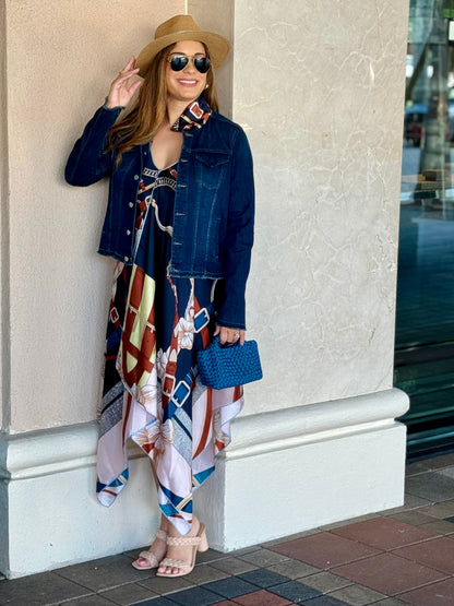 Stacy Bradley Design - Silk Dress - Navy Strap & Buckle