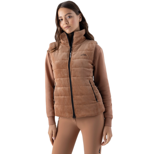Equiline EQSIT Women's Lightweight Padded Vest in brown - front view