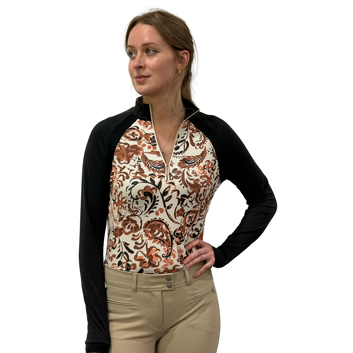 Kastel Long Sleeve Sienna Ikat Performance Raglan 1/4 Zip
