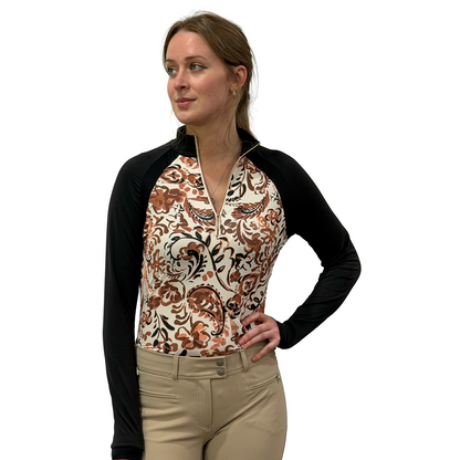 Kastel Long Sleeve Sienna Ikat Performance Raglan 1/4 Zip