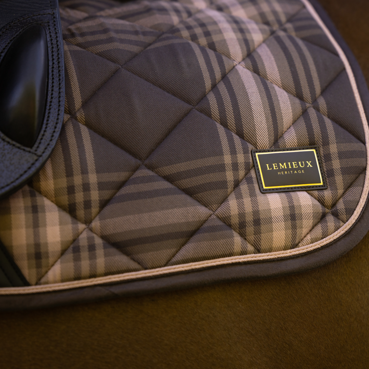 LeMieux Heritage Check Jump Square Saddle Pad- Cooa-close up view
