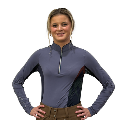 Dapplebay Women's Grace 1/4 Zip Long Sleeve Riding Top-Dusk-front view