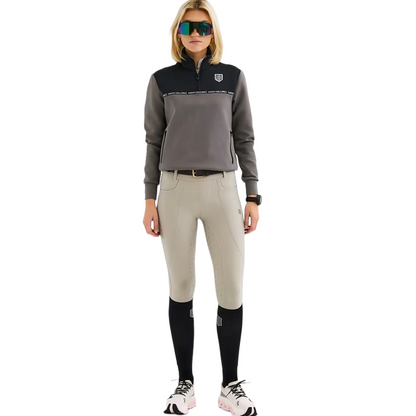 Maya Delorez Women's Halfzip Pullover-Gray/Black-Front View