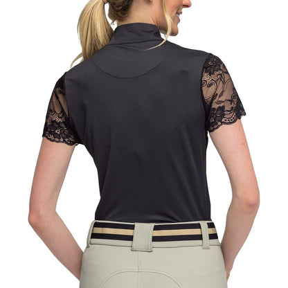 Kastel Galloon Lace Black 1/4 Zip Shirt