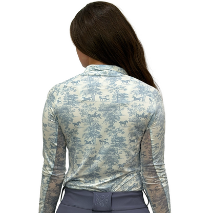 Dapplebay Equestrian Toile 1/4 Zip Long Sleeve Riding Top