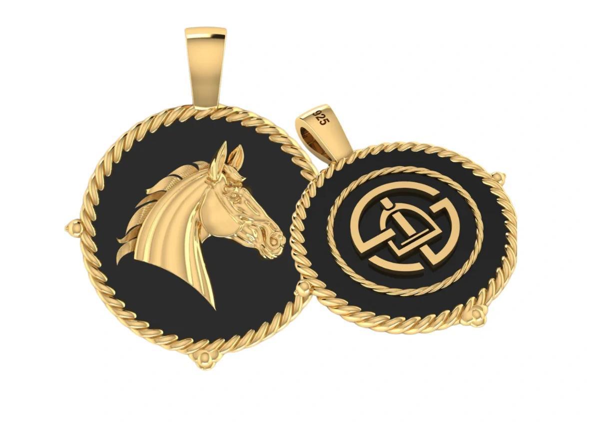 Ela Jae Horse Head Black Enamel Amulet