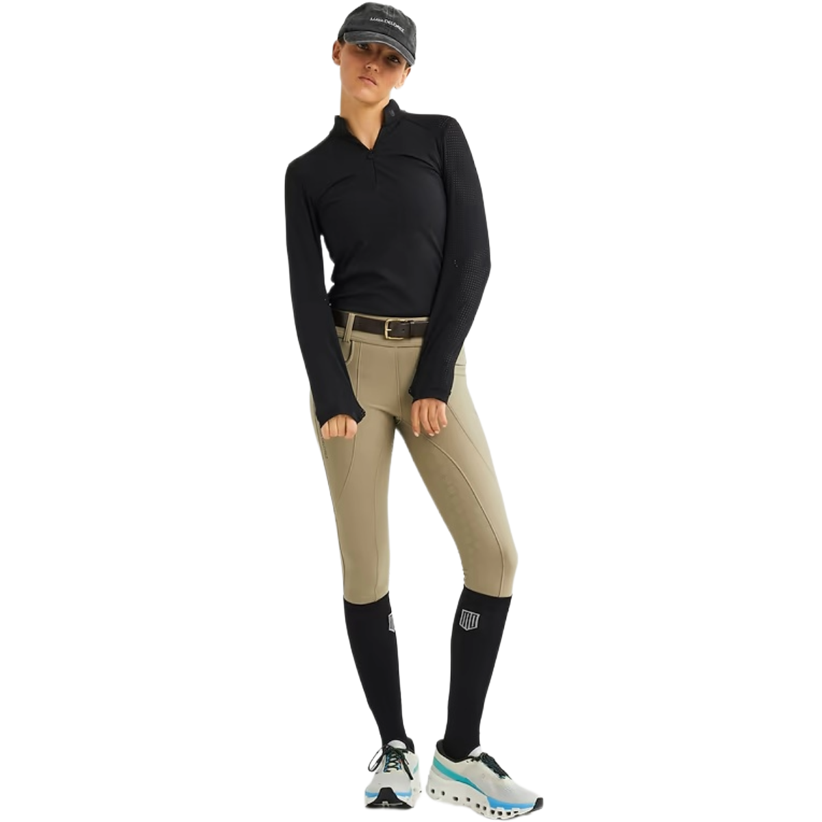 Maya Delorez Women's Air Mesh Halfzip-Black-Front View