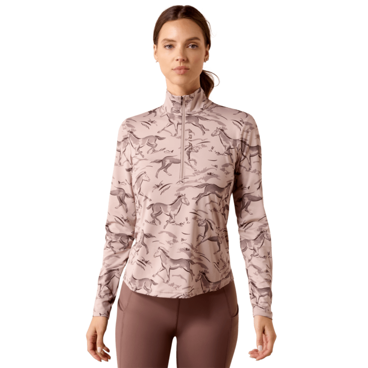 Ariat Women's Lunaveil 1/2 Zip Baselayer  - Spinx Meadow Frolic- front view