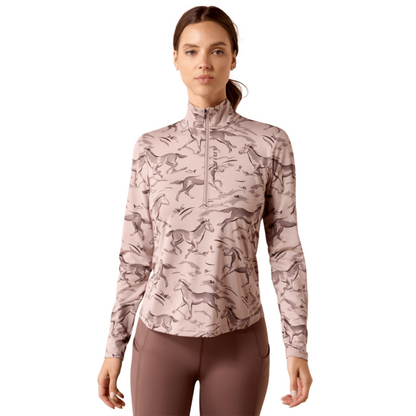 Ariat Women's Lunaveil 1/2 Zip Baselayer  - Spinx Meadow Frolic- front view