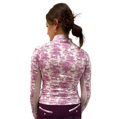 Dapplebay Equestrian Toile 1/4 Zip Light Riding Top - Long Sleeve
