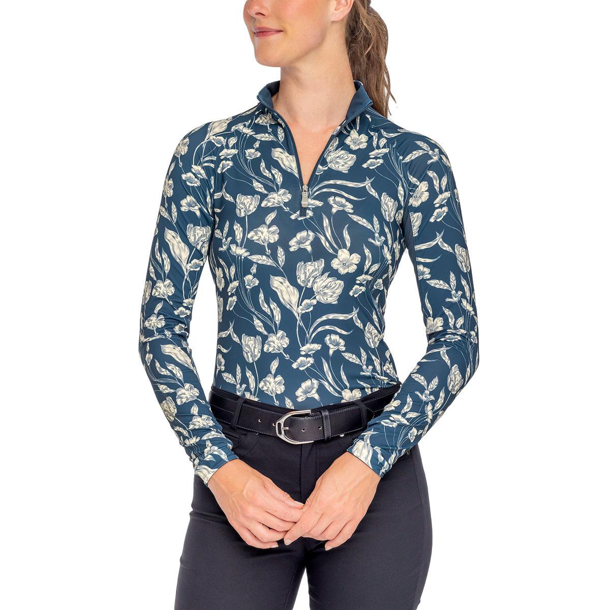 Kastel Sailor Blue French Tulip Long Sleeve 1/4 Zip Sun Shirt