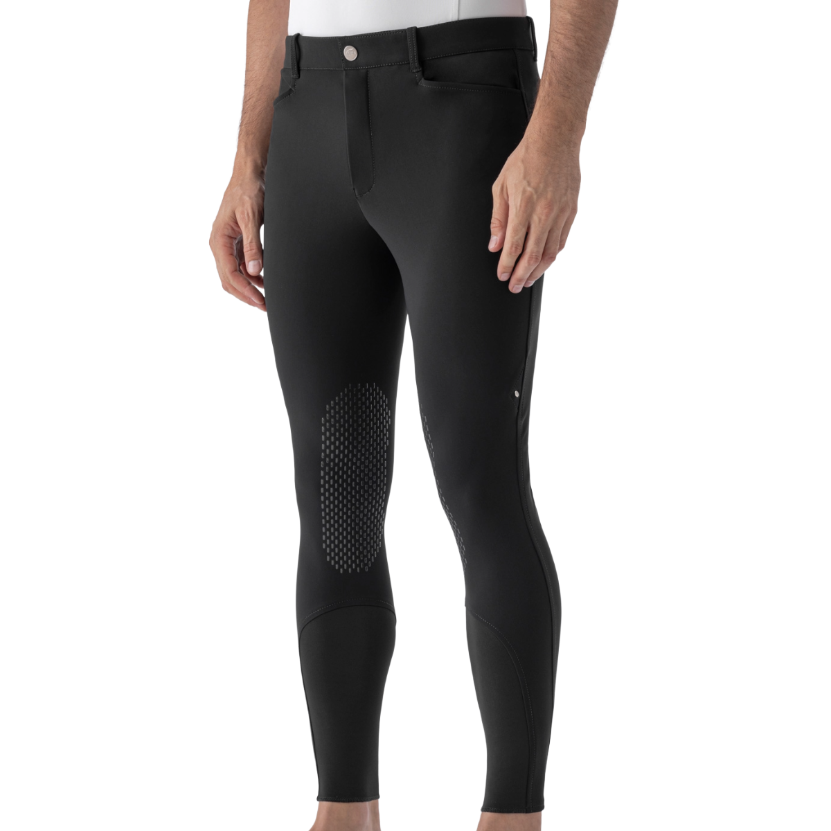 Equiline Men's Grafton B-Move Knee Grip Breeches Model View in Black