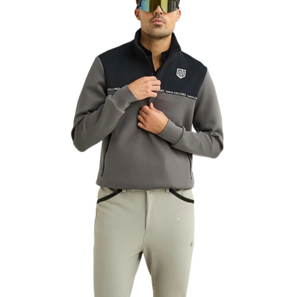 Maya Delorez Men's Halfzip Pullover-Gray/Black-Front View