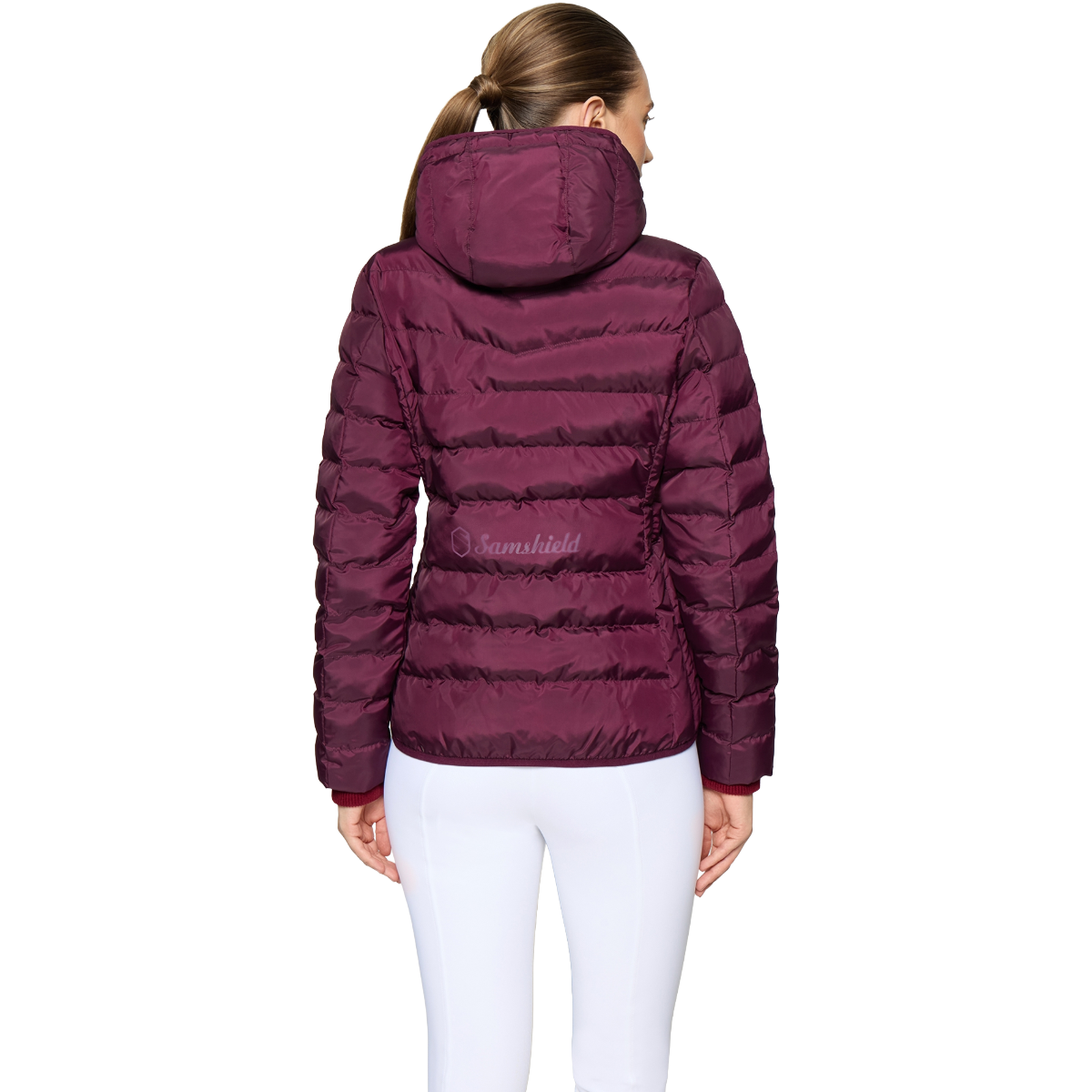 Samshield Women's Courchevel Light Puffer Jacket, Plum, back view
