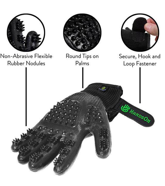 HandsOn Grooming Gloves XLarge Black
