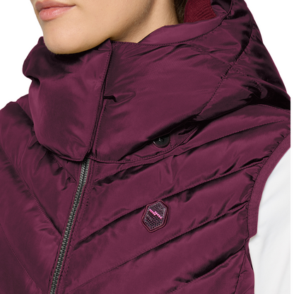 Samshield Women's Chamonix Light Puffer Vest, plum, collar view