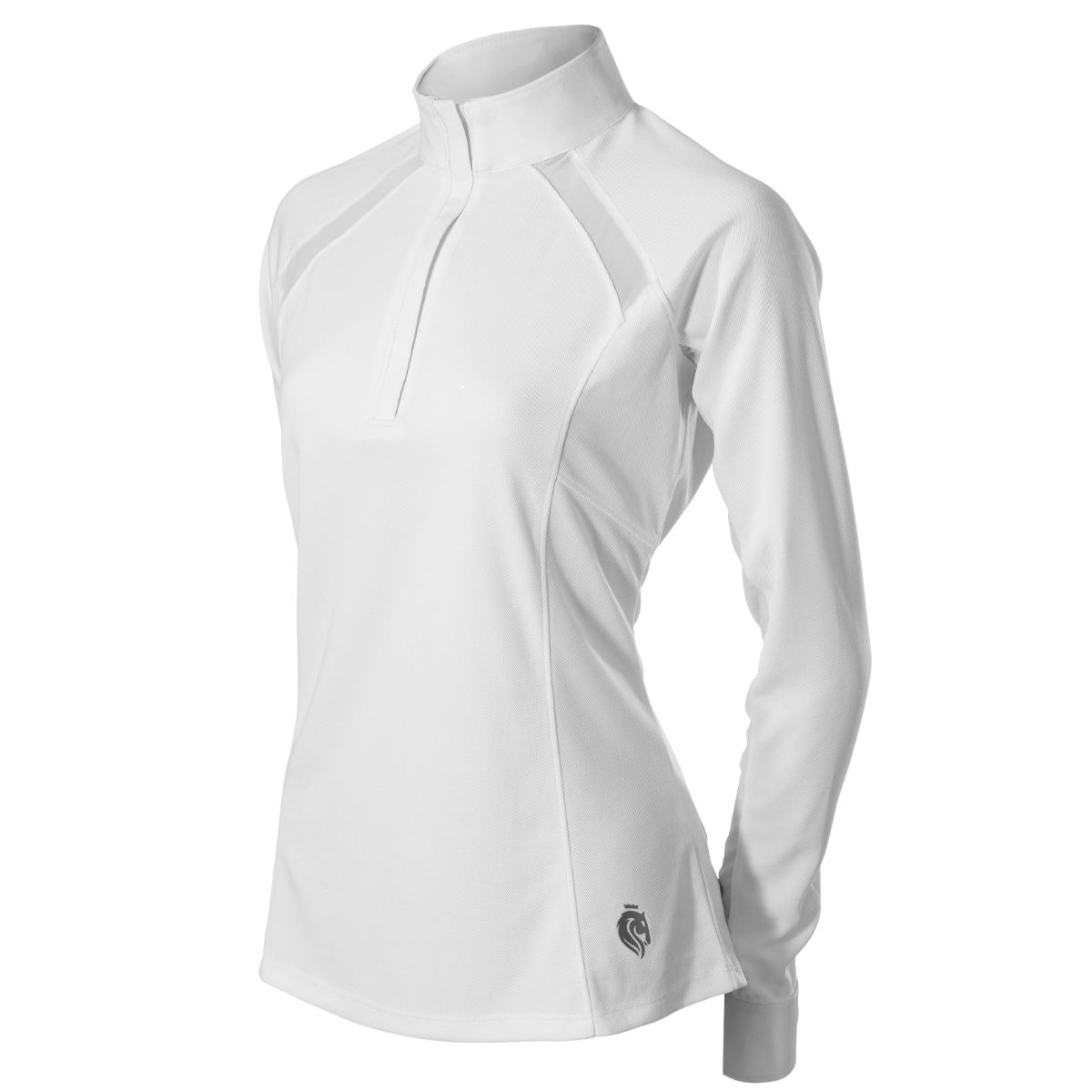 Equinavia Women's Ingrid Long Sleeved Show Shirt front view in white