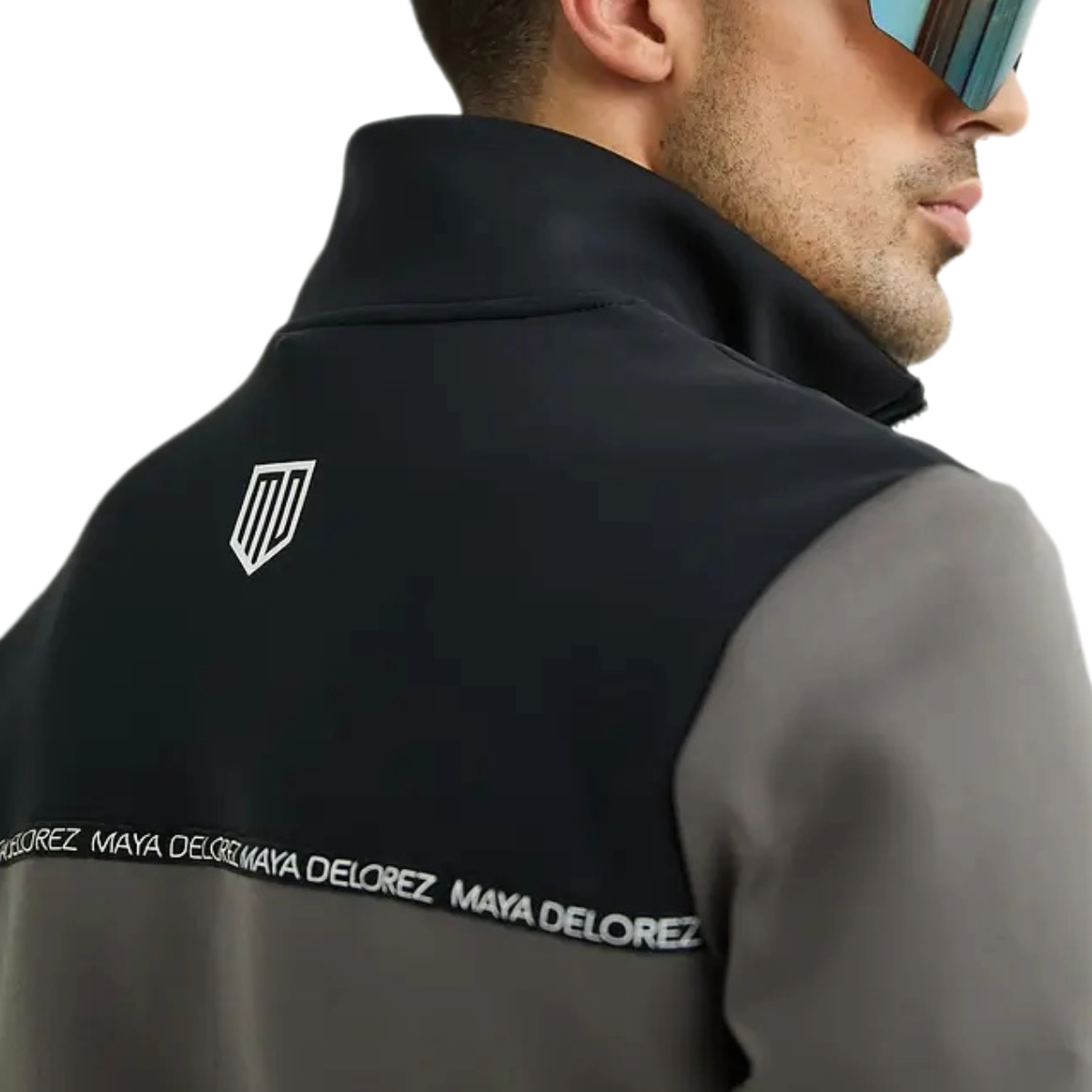 Maya Delorez Men's Halfzip Pullover-Gray/Black-Back Logo View