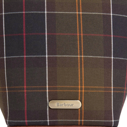 Barbour Cedar Mini Tartan Bucket Bag, Classic Tartan, logo view
