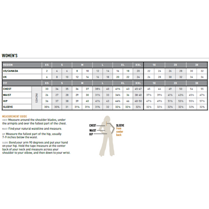 Ariat Women's Lunaveil 1/2 Zip Baselayer - Size Chart