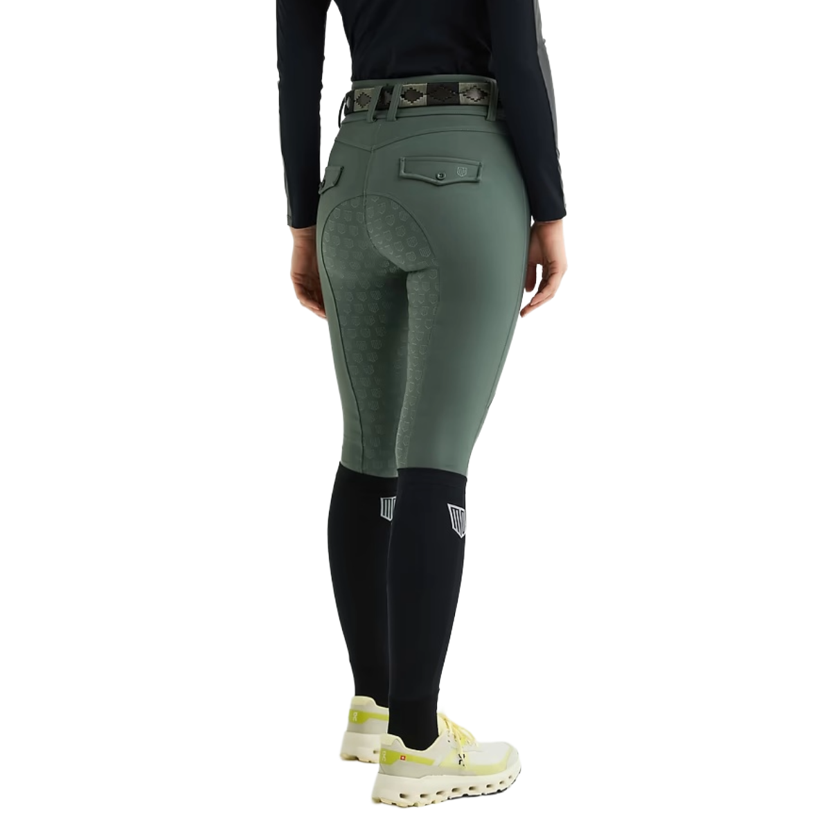 Maya Delorez Women's Half Seat Compression Breeches-Moss Green-Back Seat View