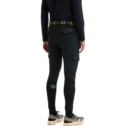 Maya Delorez Men's Cargo Half Seat Breeches-Black-Model Back View