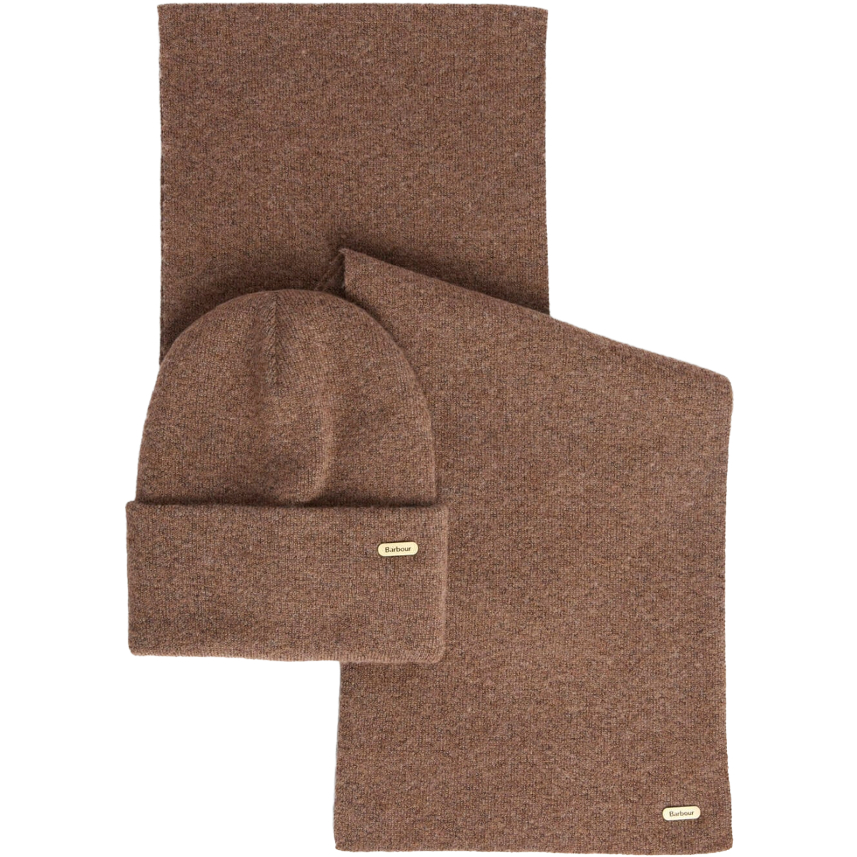Barbour Winona Beanie & Scarf Gift Set, Mocha, front view