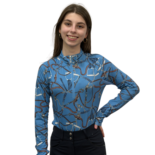 Kastel Long Sleeve Tahoe Blue Belts 1/4 Zip Sun Shirt