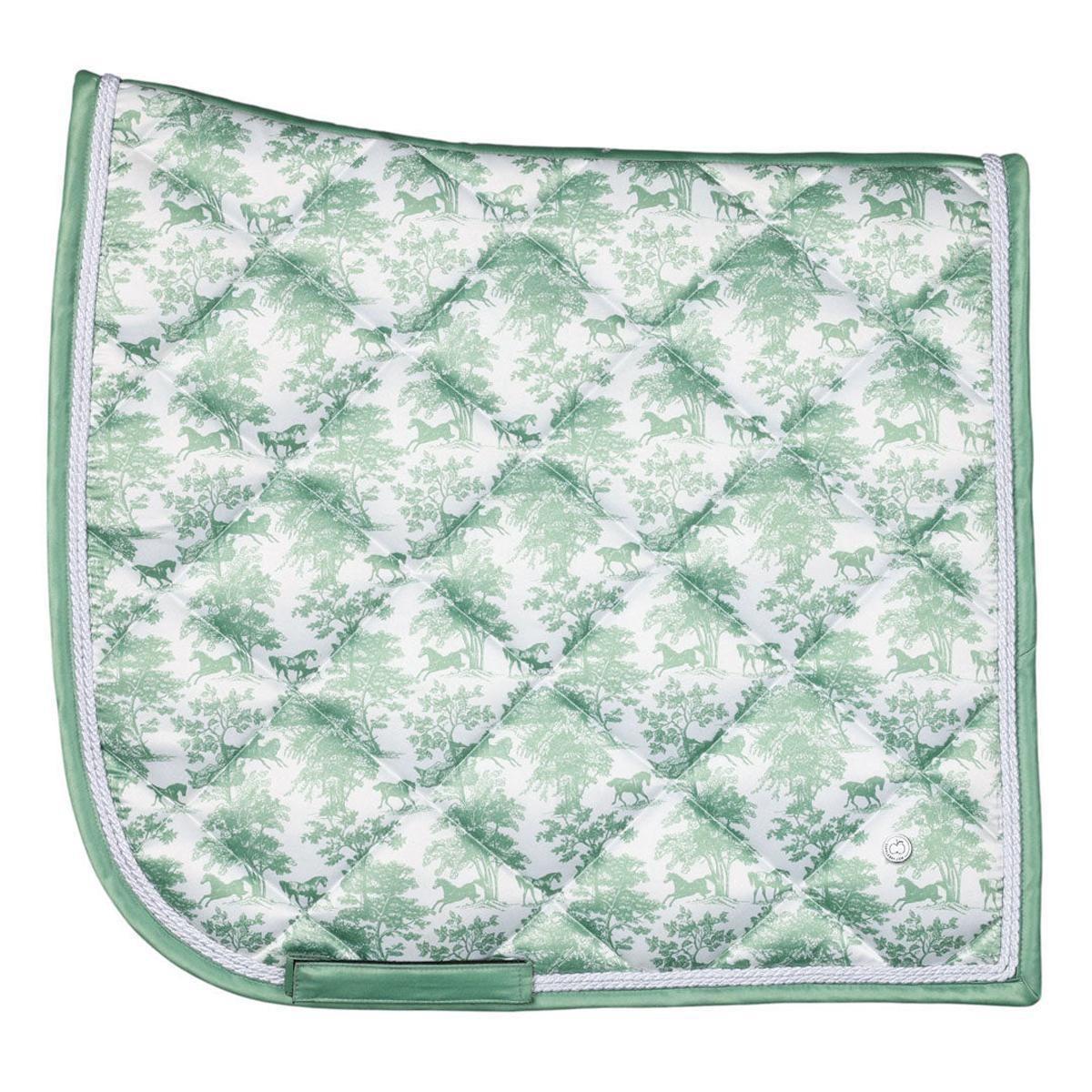 Dapplebay Equestrian Toile Dressage Saddle Pad-Green/White/Pattern-Side View