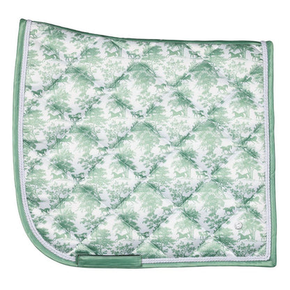 Dapplebay Equestrian Toile Dressage Saddle Pad-Green/White/Pattern-Side View