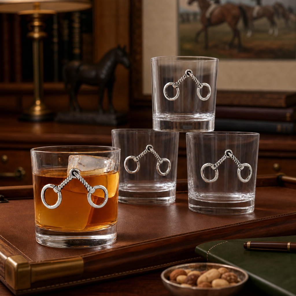 Arthur Court Equestrian Bit Bar Glasses Set of 4