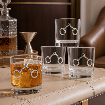 Arthur Court Equestrian Bit Bar Glasses Set of 4
