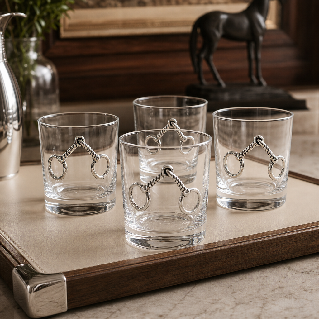 Arthur Court Equestrian Bit Bar Glasses Set of 4