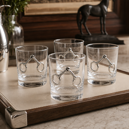 Arthur Court Equestrian Bit Bar Glasses Set of 4