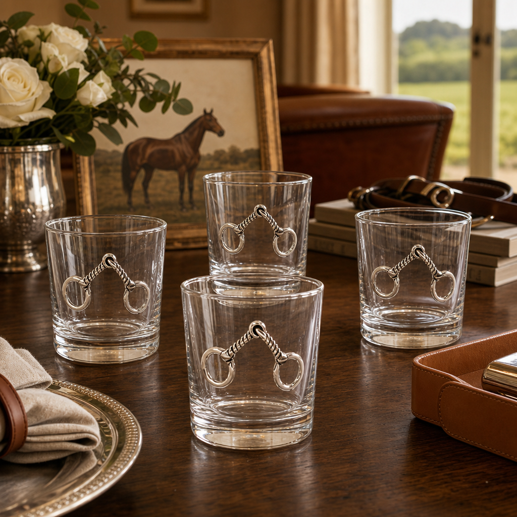 Arthur Court Equestrian Bit Bar Glasses Set of 4