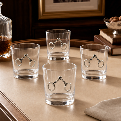Arthur Court Equestrian Bit Bar Glasses Set of 4