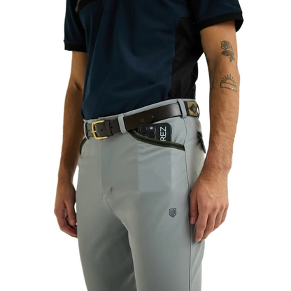 Maya Delorez Men's Half Seat Sport Breeches-Grey-Front View