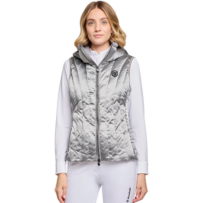 Samshield Women's Shelyne Light Puffer Vest, Silver, front view