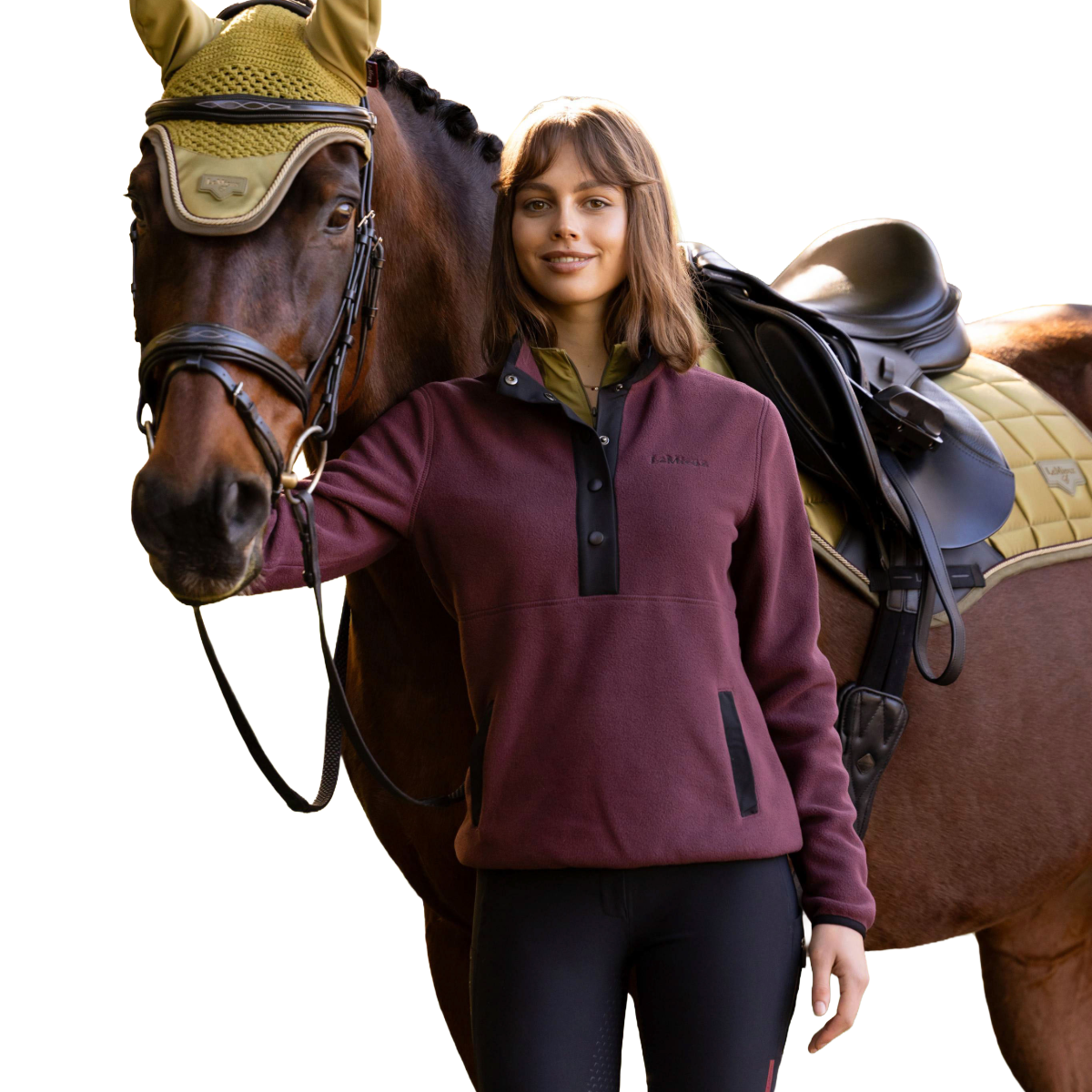 LeMieux Women's Piper Popper Fleece Pullover-Bramble-Front View